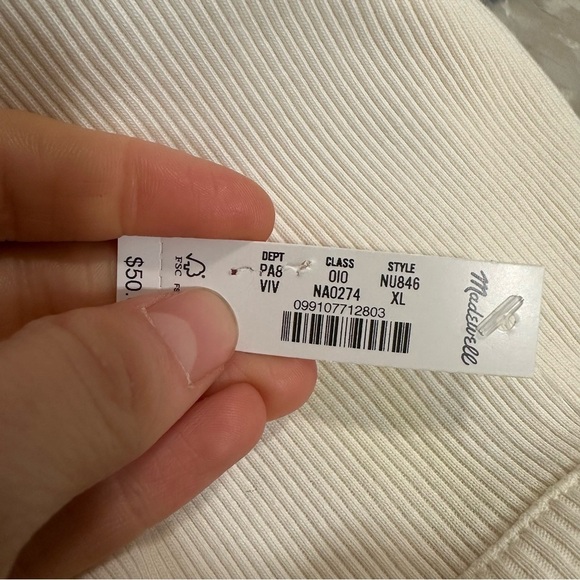 Madewell vintage ivory Garment-Dyed Ribbed Crewneck Pocket Tee - Picture 5 of 5